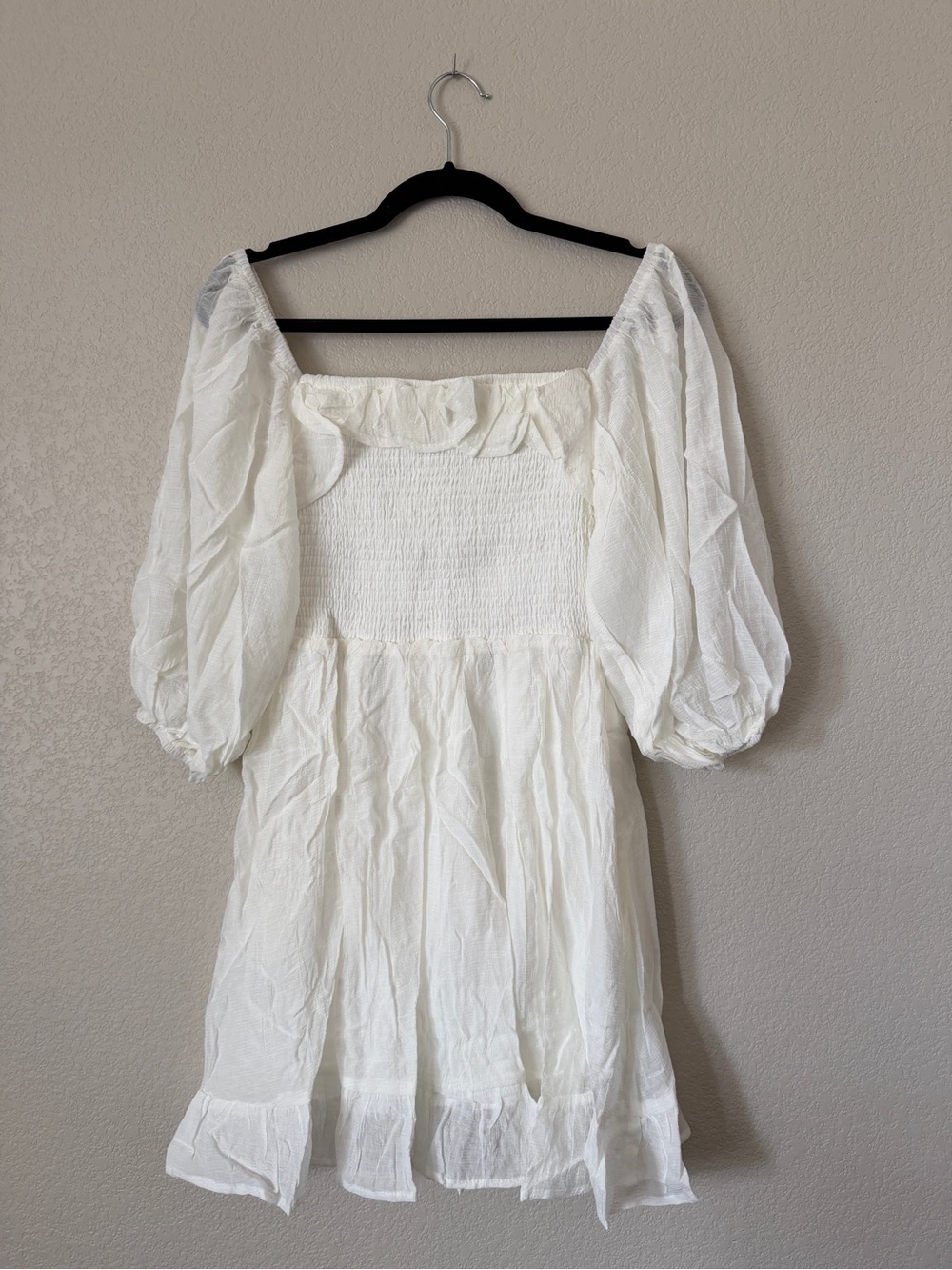Peach Love California White Smocked Square-Neck or Off The Shoulder Dress - Picture 7 of 9